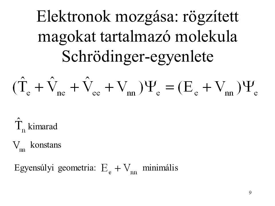 Elektronok mozgása: rögzített magokat tartalmazó molekula Schrödinger-egyenlete