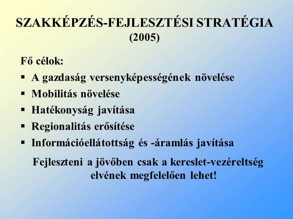 SZAKKÉPZÉS-FEJLESZTÉSI STRATÉGIA (2005)