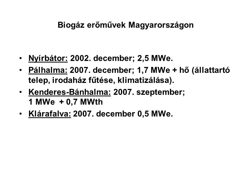Biogáz erőművek Magyarországon