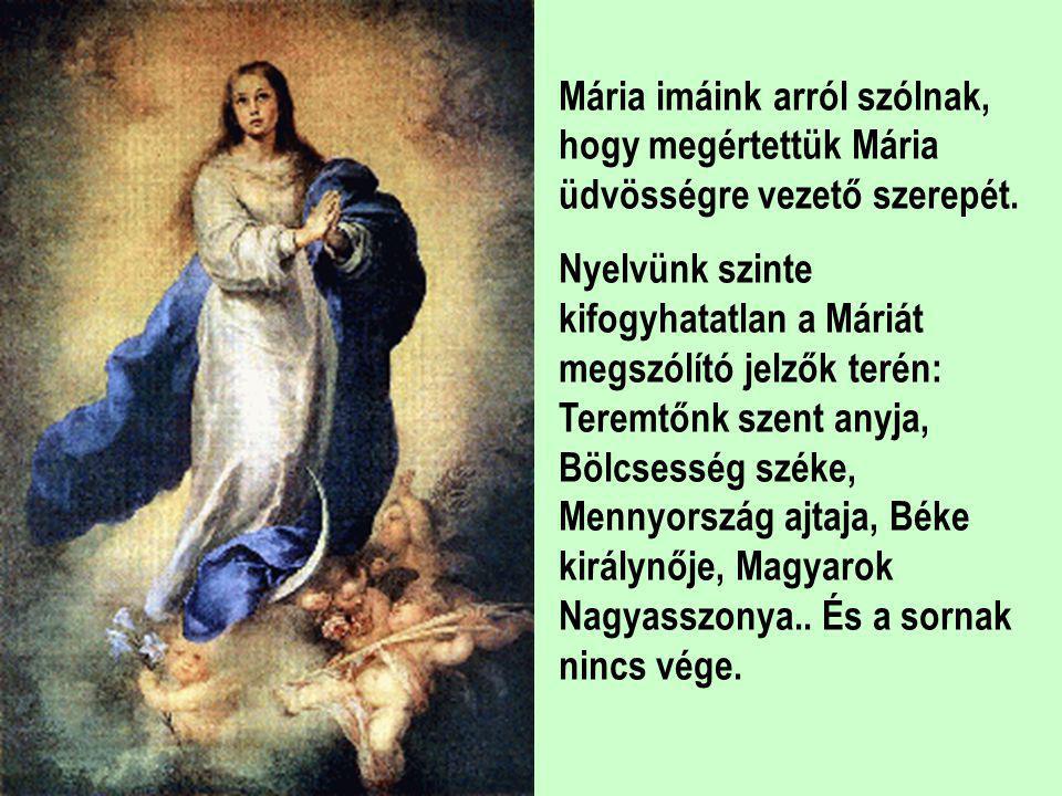 Mária imáink arról szólnak, hogy megértettük Mária üdvösségre vezető szerepét.