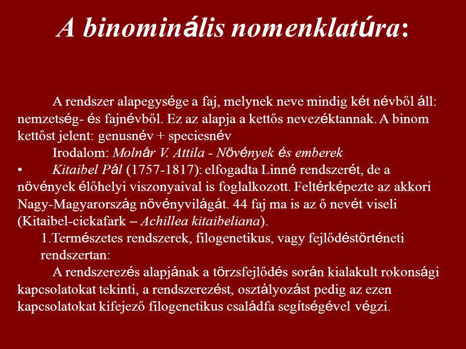 A binominális nomenklatúra: