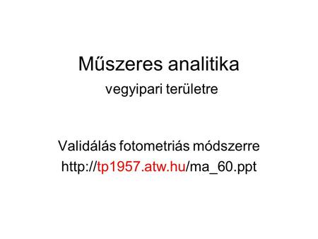 Műszeres analitika vegyipari területre