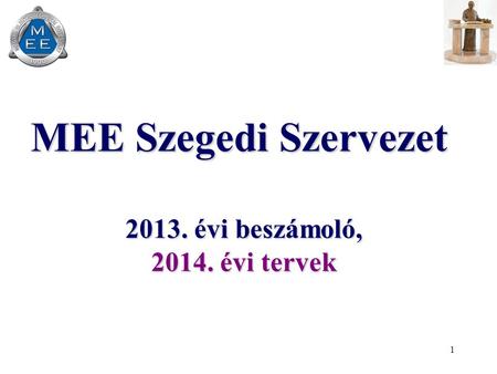 1 MEE Szegedi Szervezet 2013. évi beszámoló, 2014. évi tervek.
