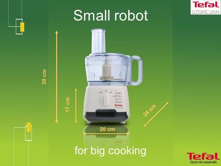 Small robot for big cooking 39 cm 20 cm 24 cm 17 cm.