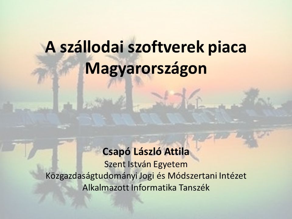 A sz llodai szoftverek piaca Magyarorsz gon ppt let lteni