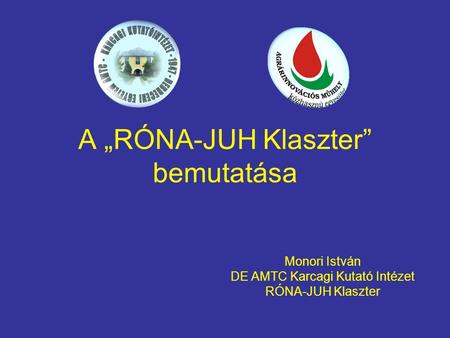 A „RÓNA-JUH Klaszter” bemutatása Monori István DE AMTC Karcagi Kutató Intézet RÓNA-JUH Klaszter.
