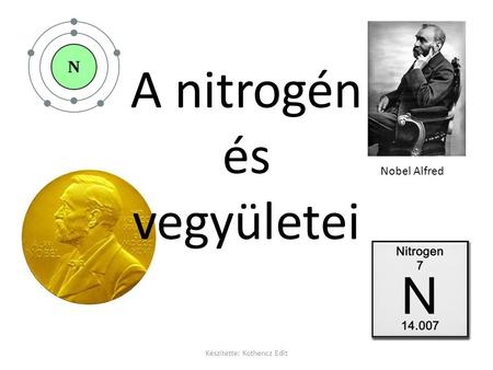 A nitrogén és vegyületei Nobel Alfred Készítette: Kothencz Edit.