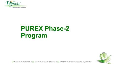 PUREX Phase-2 Program. REGENER Á L Á S É S A SZERVEZET Ú JRA FORM Á BA HOZ Á SA.