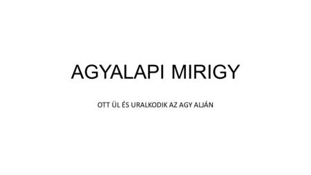 AGYALAPI MIRIGY OTT ÜL ÉS URALKODIK AZ AGY ALJÁN.