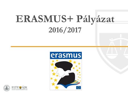 ERASMUS+ Pályázat 2016/2017. KAPCSOLAT ERASMUS Iroda Dalnoki Brigitta Kecskeméti utca IV. emelet 420. Fogadó óra: