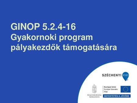 GINOP Gyakornoki program pályakezdők támogatására