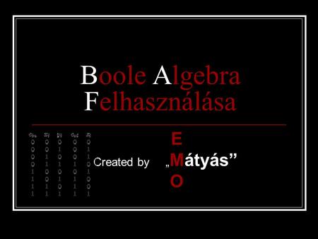 Boole Algebra Felhasználása
