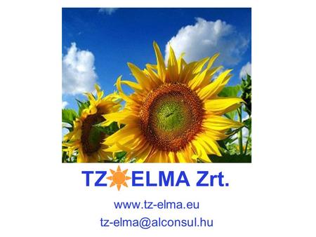 TZ ELMA Zrt. www.tz-elma.eu tz-elma@alconsul.hu.