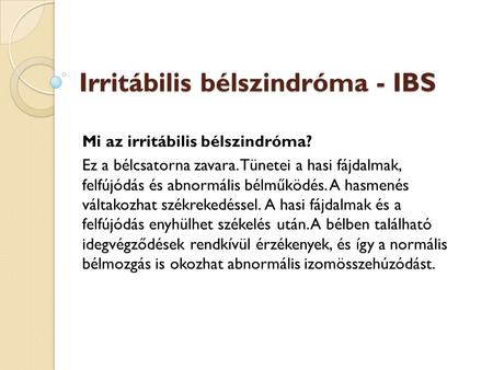 Irritábilis bélszindróma - IBS