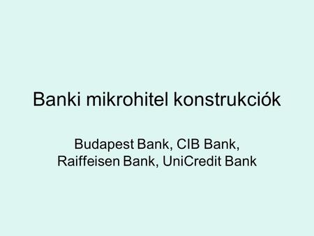 Banki mikrohitel konstrukciók