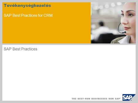 Tevékenységkezelés SAP Best Practices for CRM