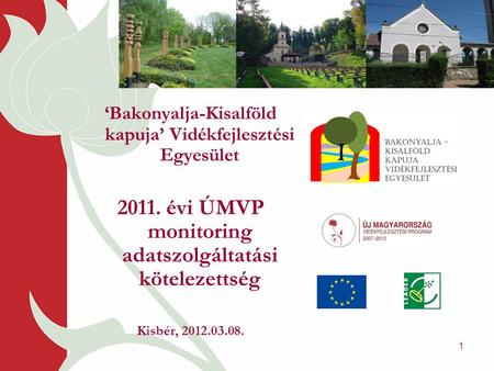 1 ‘Bakonyalja-Kisalföld kapuja’ Vidékfejlesztési Egyesület 2011. évi ÚMVP monitoring adatszolgáltatási kötelezettség Kisbér, 2012.03.08.