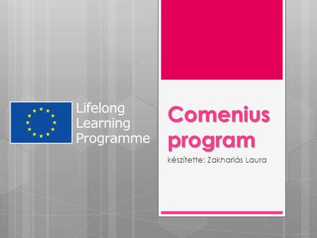 Comenius program készítette: Zakhariás Laura. „Egész életen át tartó tanulás“ Oktatás támogatása, minden korosztály számára, több programon keresztül: