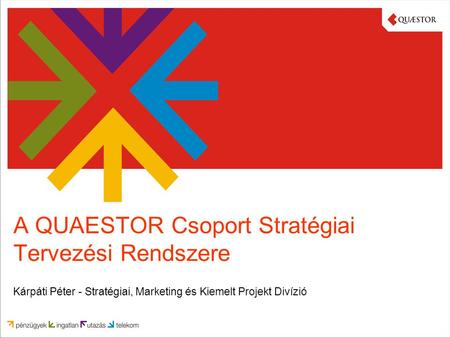 A QUAESTOR Csoport Stratégiai Tervezési Rendszere Kárpáti Péter - Stratégiai, Marketing és Kiemelt Projekt Divízió.