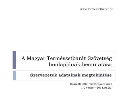 A Magyar Természetbarát Szövetség honlapjának bemutatása