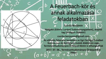 A Feuerbach-kör és annak alkalmazása feladatokban