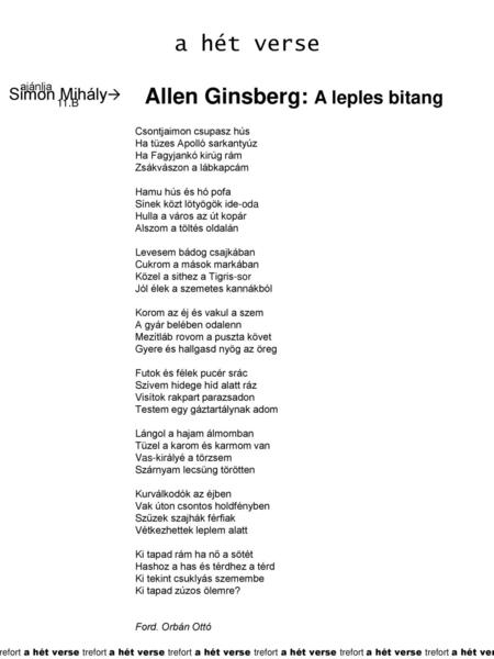 Allen Ginsberg: A leples bitang