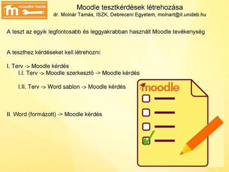 Moodle tesztkérdések létrehozása dr