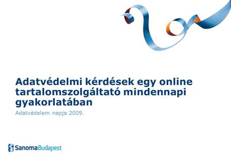 Adatvédelmi kérdések egy online tartalomszolgáltató mindennapi gyakorlatában Adatvédelem napja 2009.