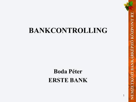 BANKCONTROLLING Boda Péter ERSTE BANK.