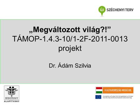 „Megváltozott világ?!” TÁMOP-1.4.3-10/1-2F-2011-0013 projekt Dr. Ádám Szilvia.