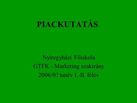 GTFK - Marketing szakirány