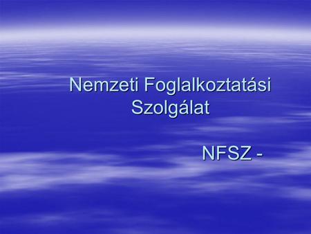 Nemzeti Foglalkoztatási Szolgálat NFSZ -