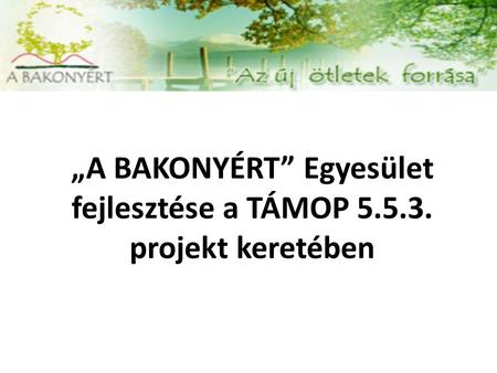 „A BAKONYÉRT” Egyesület fejlesztése a TÁMOP 5.5.3. projekt keretében.