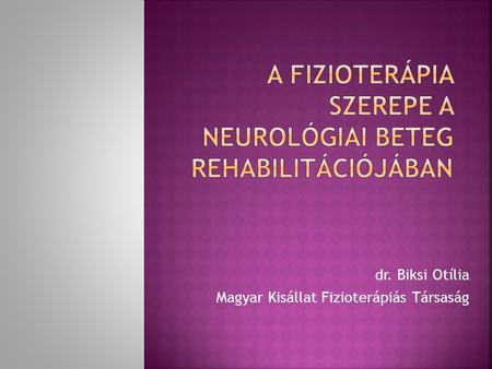 A fizioterápia szerepe a neurológiai beteg rehabilitációjában