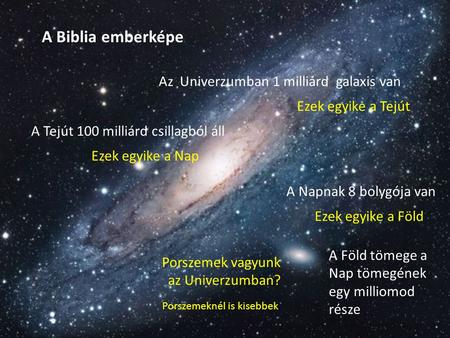 A Biblia emberképe Az Univerzumban 1 milliárd galaxis van