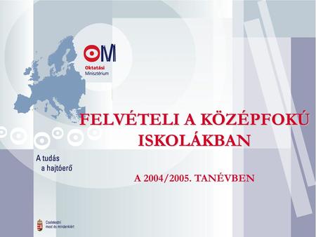 1. FELVÉTELI A KÖZÉPFOKÚ ISKOLÁKBAN A 2004/2005. TANÉVBEN.