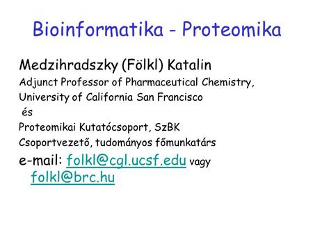 Bioinformatika - Proteomika