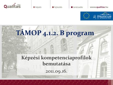 TÁMOP 4.1.2. B program Képzési kompetenciaprofilok bemutatása 2011.09.16.