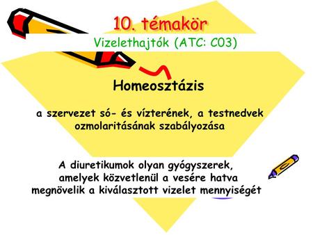 10. témakör Homeosztázis Vizelethajtók (ATC: C03)