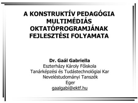 Dr. Gaál Gabriella Eszterházy Károly Főiskola