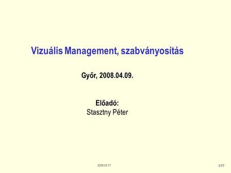 Vizuális Management, szabványosítás
