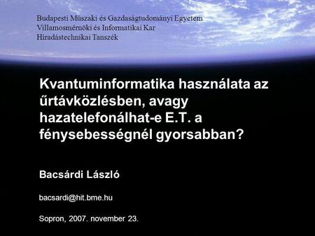 Bacsárdi László Sopron, november 23.