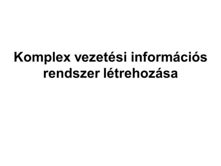 Komplex vezetési információs rendszer létrehozása.