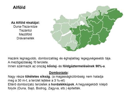 Alföld Az Alföld résztájai: Duna-Tisza-köze Tiszántúl Mezőföld