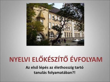 NYELVI ELŐKÉSZÍTŐ ÉVFOLYAM Az első lépés az élethosszig tartó tanulás folyamatában?!