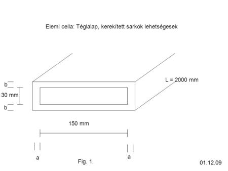 30 mm 150 mm a a b b L = 2000 mm Elemi cella: Téglalap, kerekített sarkok lehetségesek Fig. 1. 01.12.09.