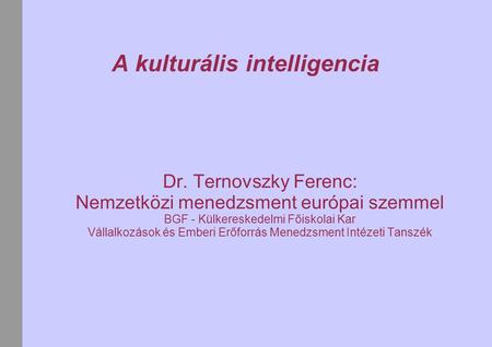 A kulturális intelligencia