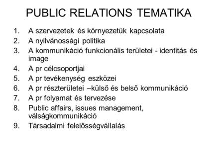 PUBLIC RELATIONS TEMATIKA