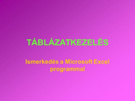 Ismerkedés a Microsoft Excel programmal