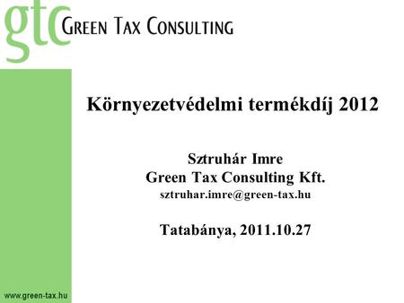 Környezetvédelmi termékdíj 2012